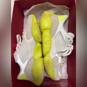 Valentino Garavani White and Neon Yellow Sneakers